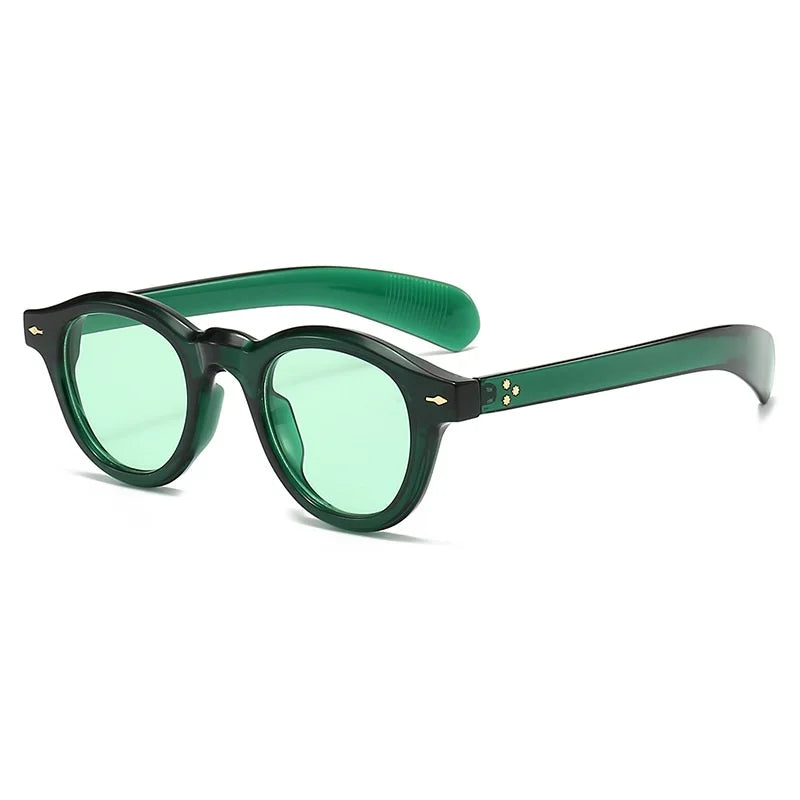 Fashion Small Round Sunglasses Women Retro Clear Ocean Lens Shades UV400 Men Rivets Punk Sun Glasses