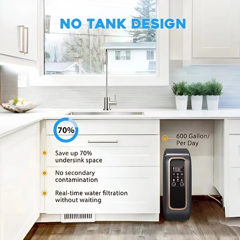 600G Kitchen tankless electronic reverse osmose four stage under counter housing water purifier RO Water Purifier