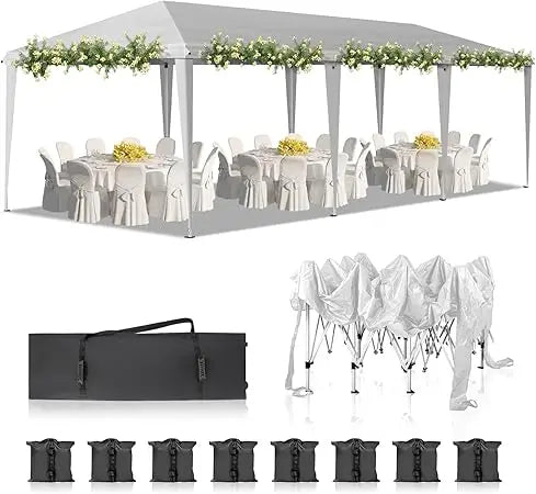10x30 Pop Up Canopy Tent, Outdoor Tent Canopy Foldable Portable Canopies for Camping, Patio, Parties, EZ Up Gazebo Canopy with