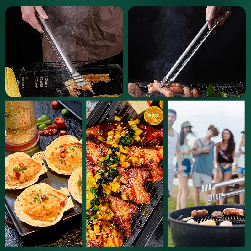 45CM Outdoor Camping Grill Tongs Extra Long Kitchen Tongs Grilling Tongs Clips Stainless Steel Tongs For Cooking Grilling