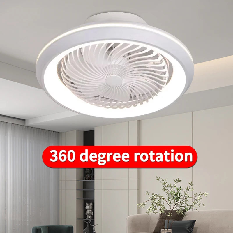 6-Speed Enclosed Circular Fan Light with Remote Control, Bedroom Fan Light, Living Room Bedroom Dining Room Ceiling Light