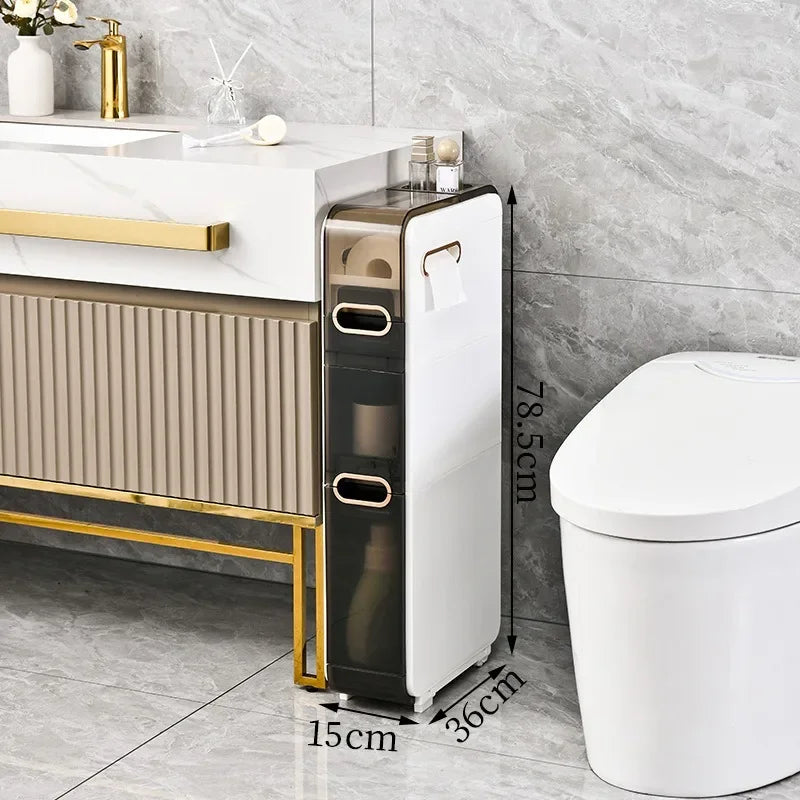 Bathroom crevice cabinet storage rack, multifunctional storage without installation, toilet, toilet, movable storage cabinet