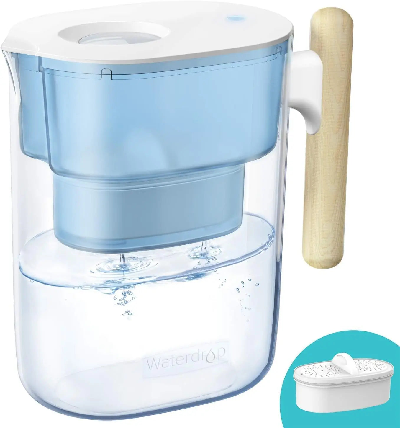 Waterdrop 200-Gallon Long-Life Chubby 10-Cup Large Water Filter Pitcher with 1 Filter, NSF Certified, 5X Times Lifetime