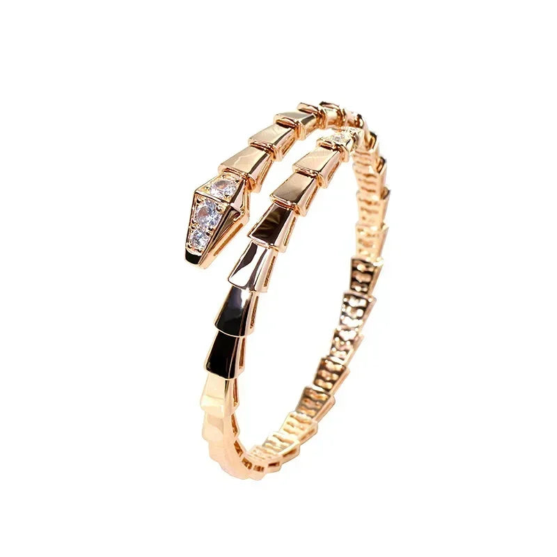 Designer Luxury Dinner Jewelry Sets Women Lady Inlay Cubic Zircon Snake Snakelike Narrow Collar Necklace Bangle Bracelet Ring