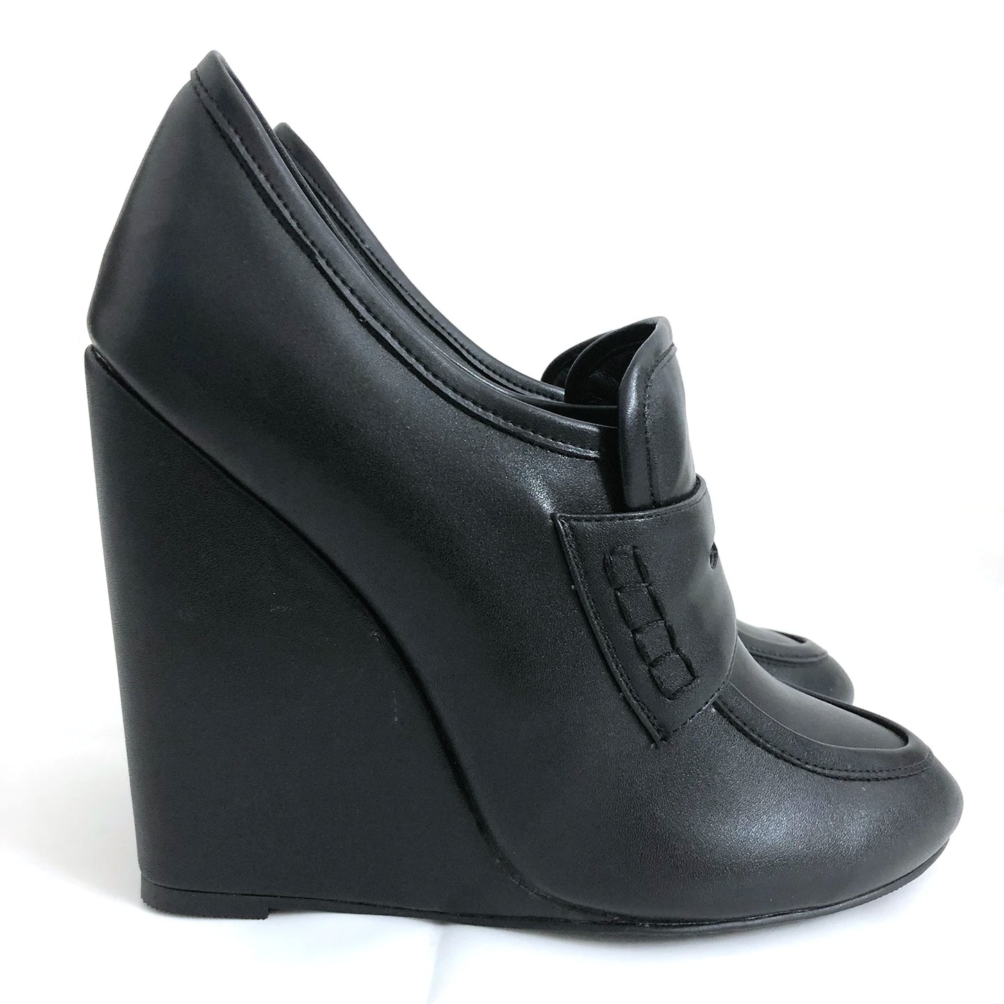 Elegant Wedges Shoes for Women Round Toe High Heel Pumps Comfortable Wedge Heels Footwear Full Black Customized By Aimirlly