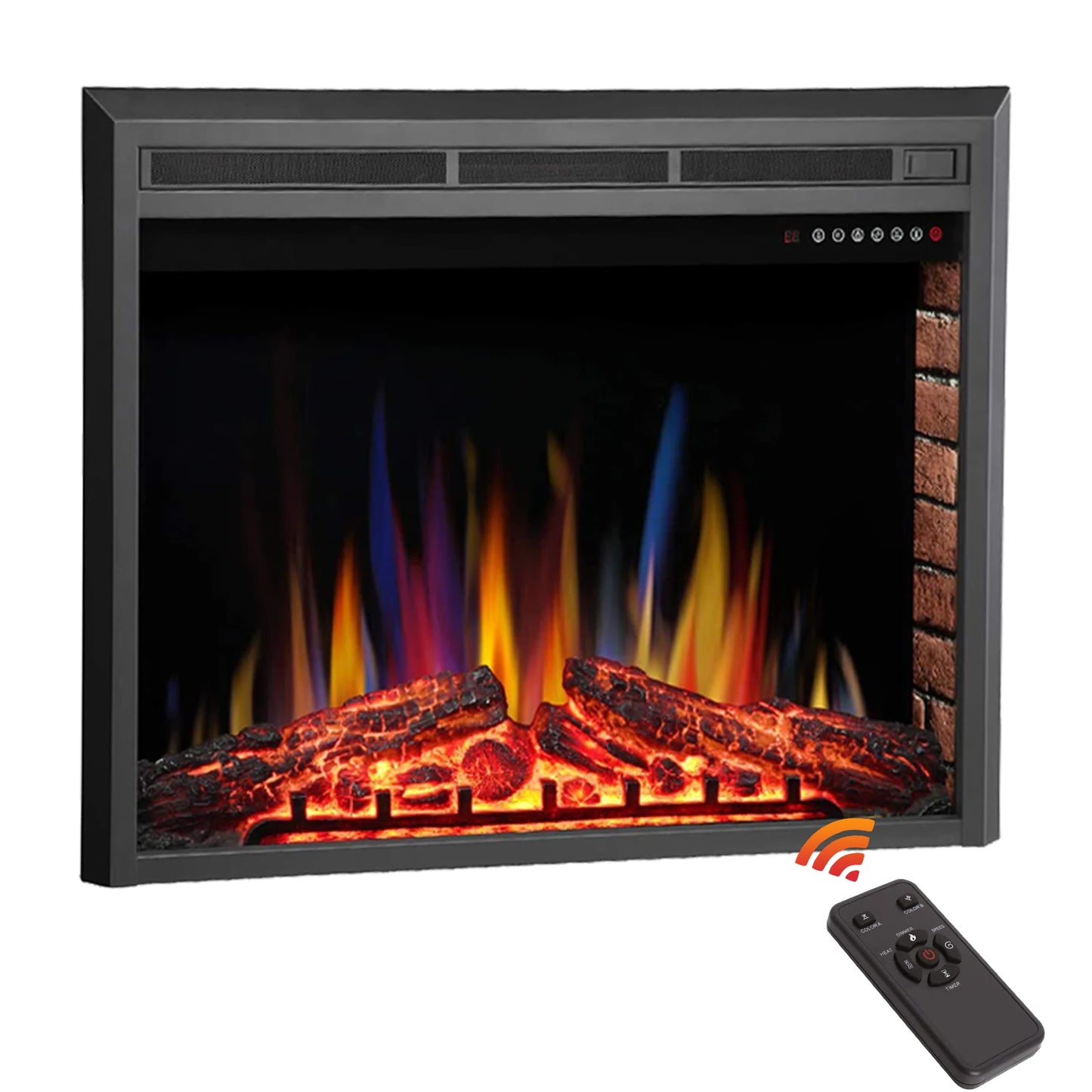 39" Electric fireplace inserts, freestanding and built-in heaters, remote control, individual flame control,750W&1500W