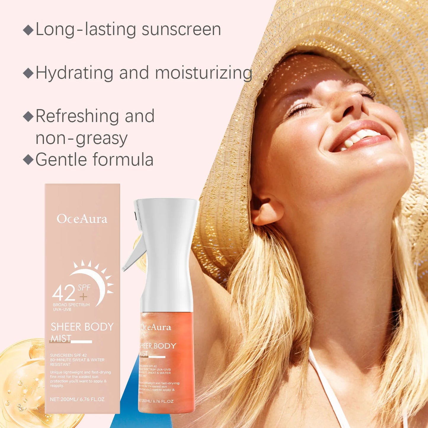 Facial Sunscreen Spray Strong Moisturizing Rapid Absorption Refreshing Not Sticky Isolate Uv Anti Oxidation Body Sunblock Cream