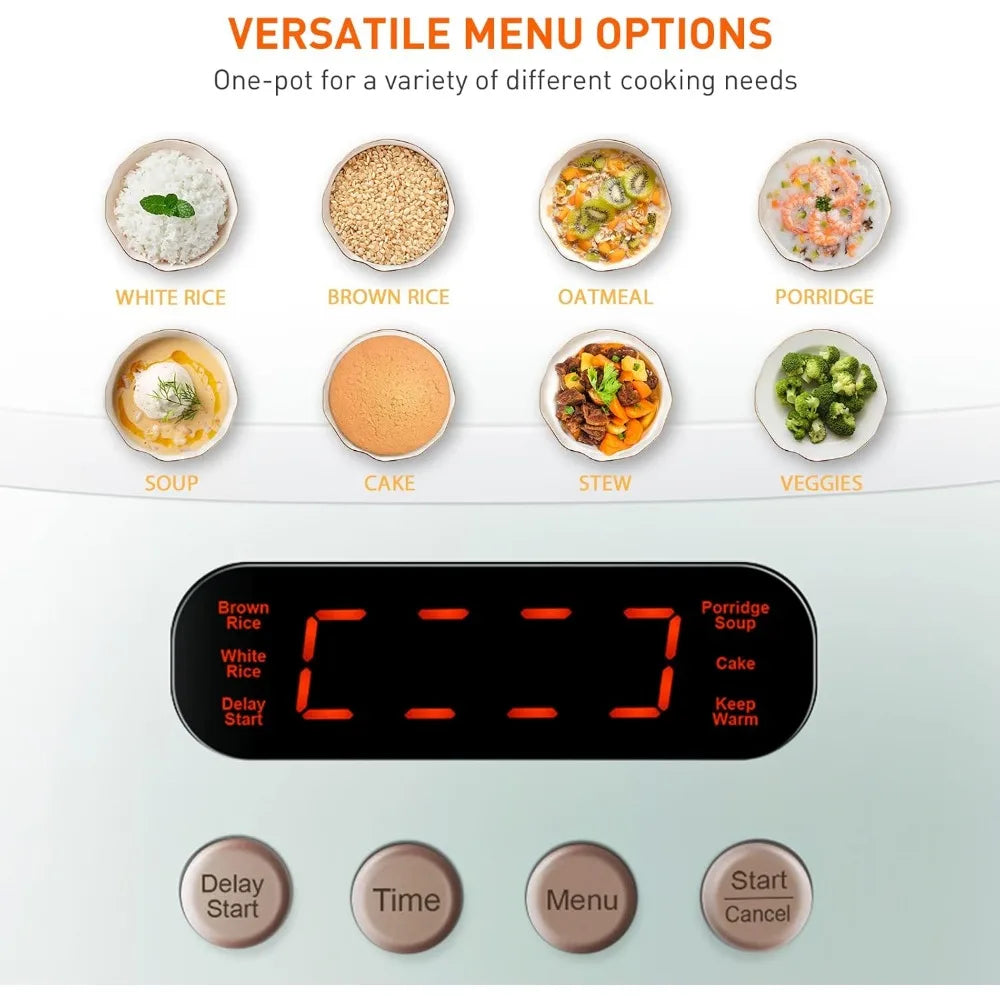 Bear Rice Cooker 4 Cups (UnCooked), Rice Cooker Small, 6 Cooking Functions, Advanced Fuzzy Logic Micom Technology, 24 Hours