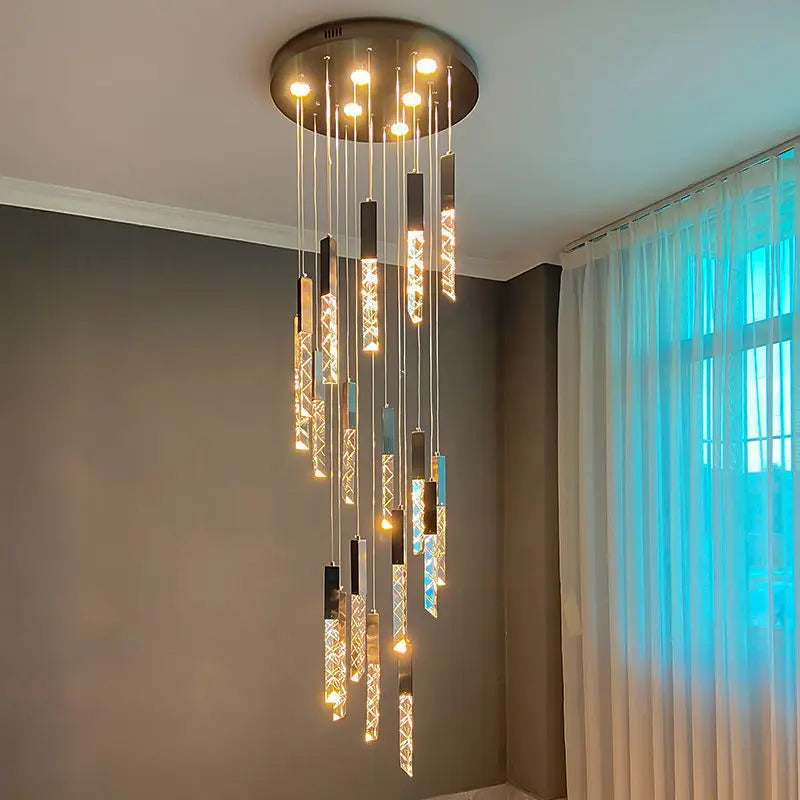Modern Chandelier Staircase Led Chandelier Luxury Nordic Restaurant Bar Living Room Attic Rotating Villa Duplex Sky Lanterns