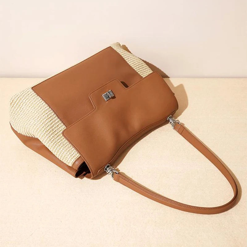 Luxury Niche Large Capacity Shoulder Bag Women's Handbag 2025 New Advanced Woven Tote Bag Commuter Casual Messenger Bag