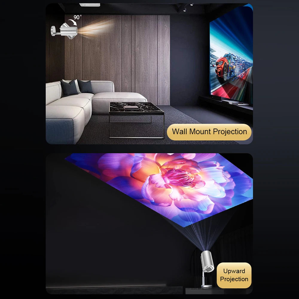Projector 720P Home Theater Android 11 Video Projector 4K Decoding 120in Display Movie Projector Retractable Rod Keystone