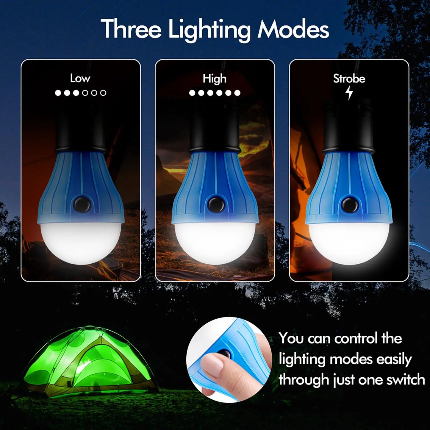 Outdoor Camping Tent Light Portable Lantern LED Bulb Outdoor Hanging Soft Light SOS Emergency Travel Lamp Use AAA Battery
