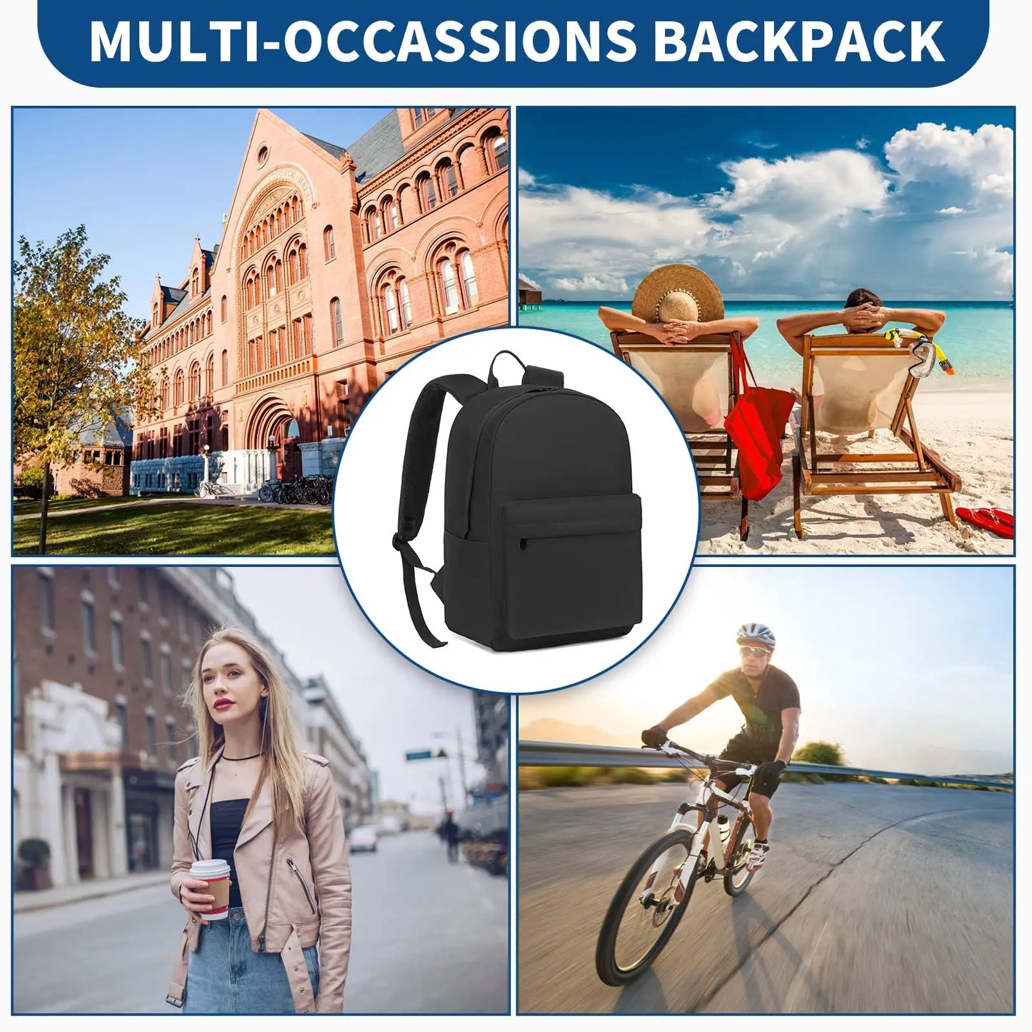 Kono School Backpack Casual Daypack School Bags for Girls Boys Bookbag Lightweight Travel Rucksack Work Bag for Men Women