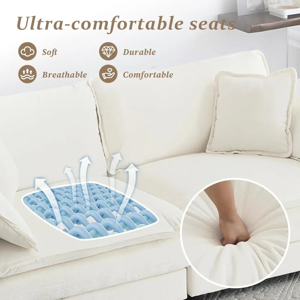 Chenille Sectional Sofa, Comfy Modular Loveseat Sofa, Modern 2-Seat Couch Deep Seat Sofa Set for Living Room