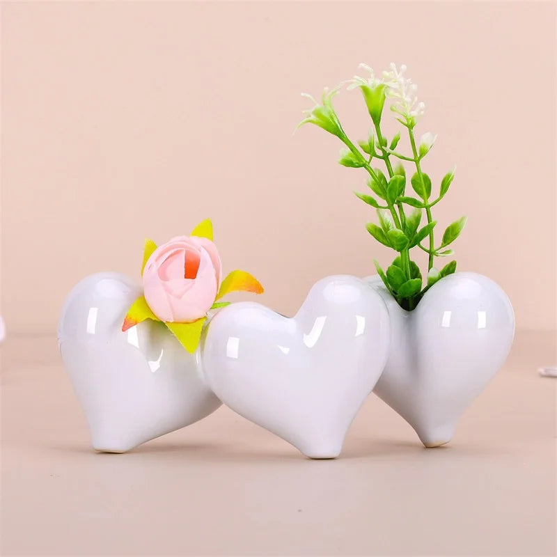 Heart Shaped Ceramic Vase with Modern Boho Design - Perfect Valentines Day Decor for Living Room Office Bedroom and More