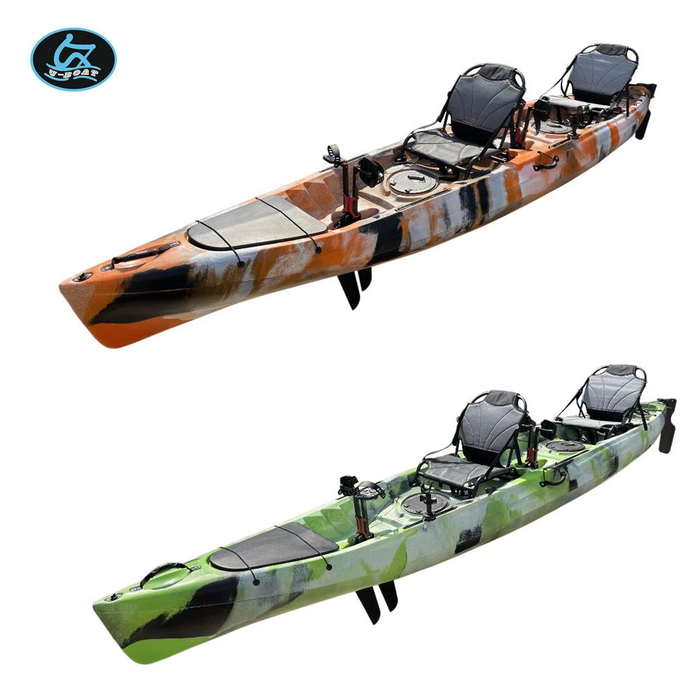 U-boat Hot Sale tandem Kayak 2 Person Pedal Drive Plastic Canoe Rowing Boat for Sale