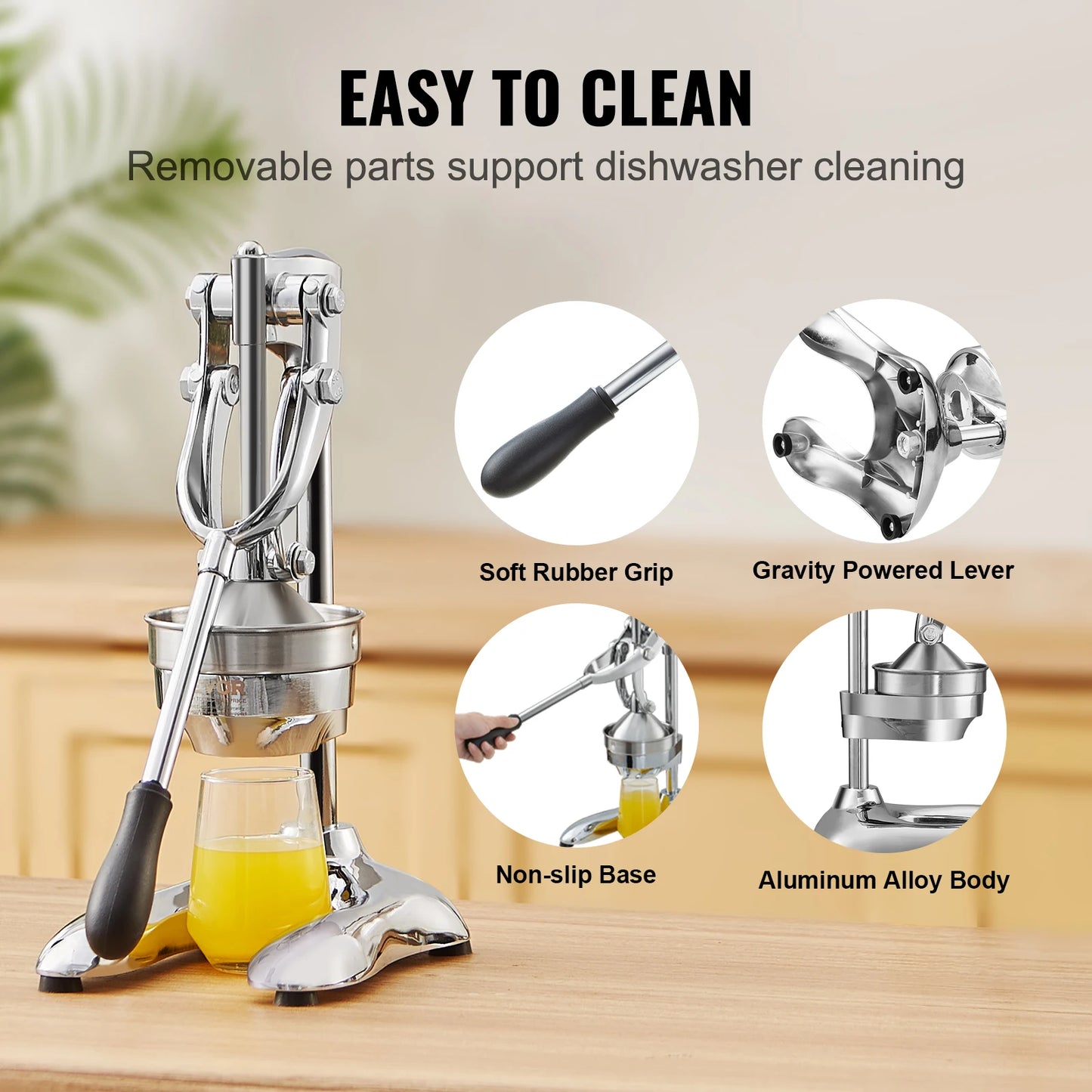 VEVOR Citrus Juice Press Hand Press Orange Juicer Press Commercial Grade Manual Citrus Juicer Lemon Squeezer Easy-to-Clean
