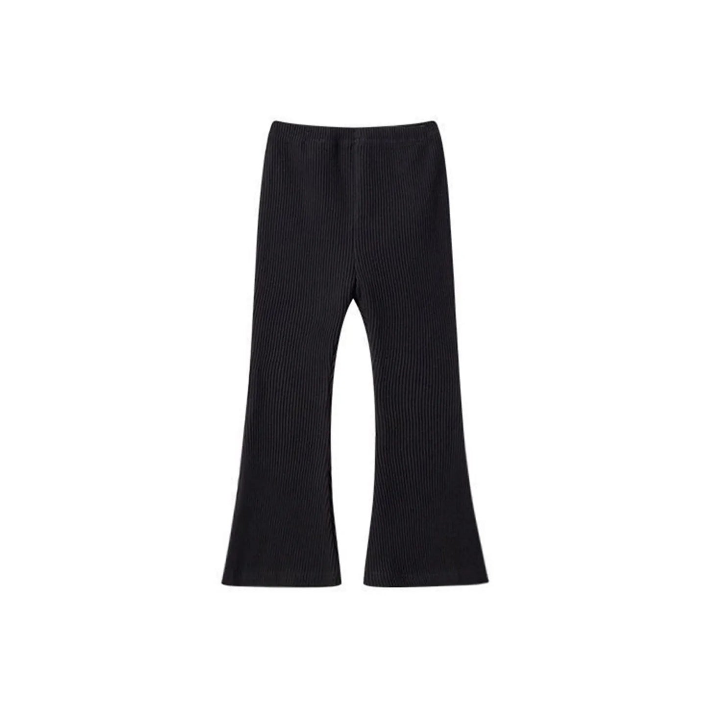 2025 Fashion Kids Girls Cotton Ribbed Flared Pants Spring Autumn Sweet Elasticity Slim Solid Color Trousers Leisure Pants 3-7Y