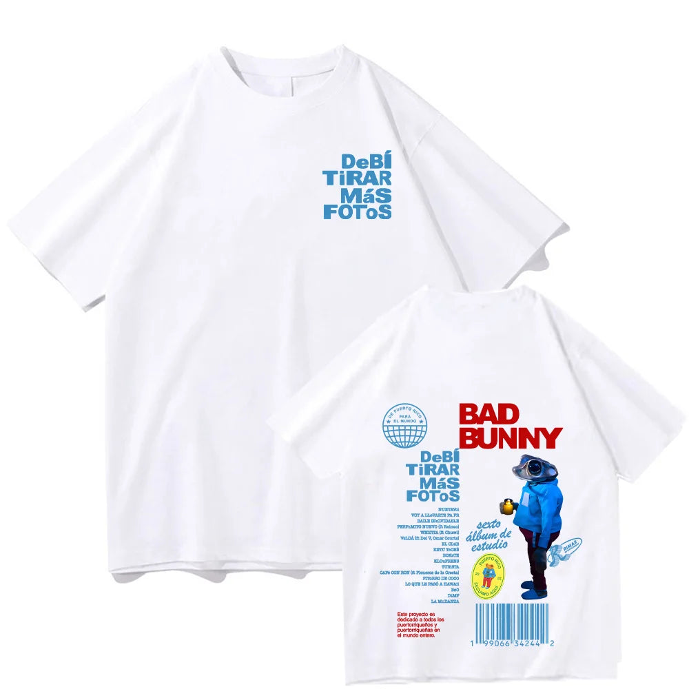 Bad Bunny Debi Tirar Más Fotos T-Shirts Harajuku Unisex Clothes Women Men Cotton High Quality Tshirts Casual Y2K Streetwear Tee