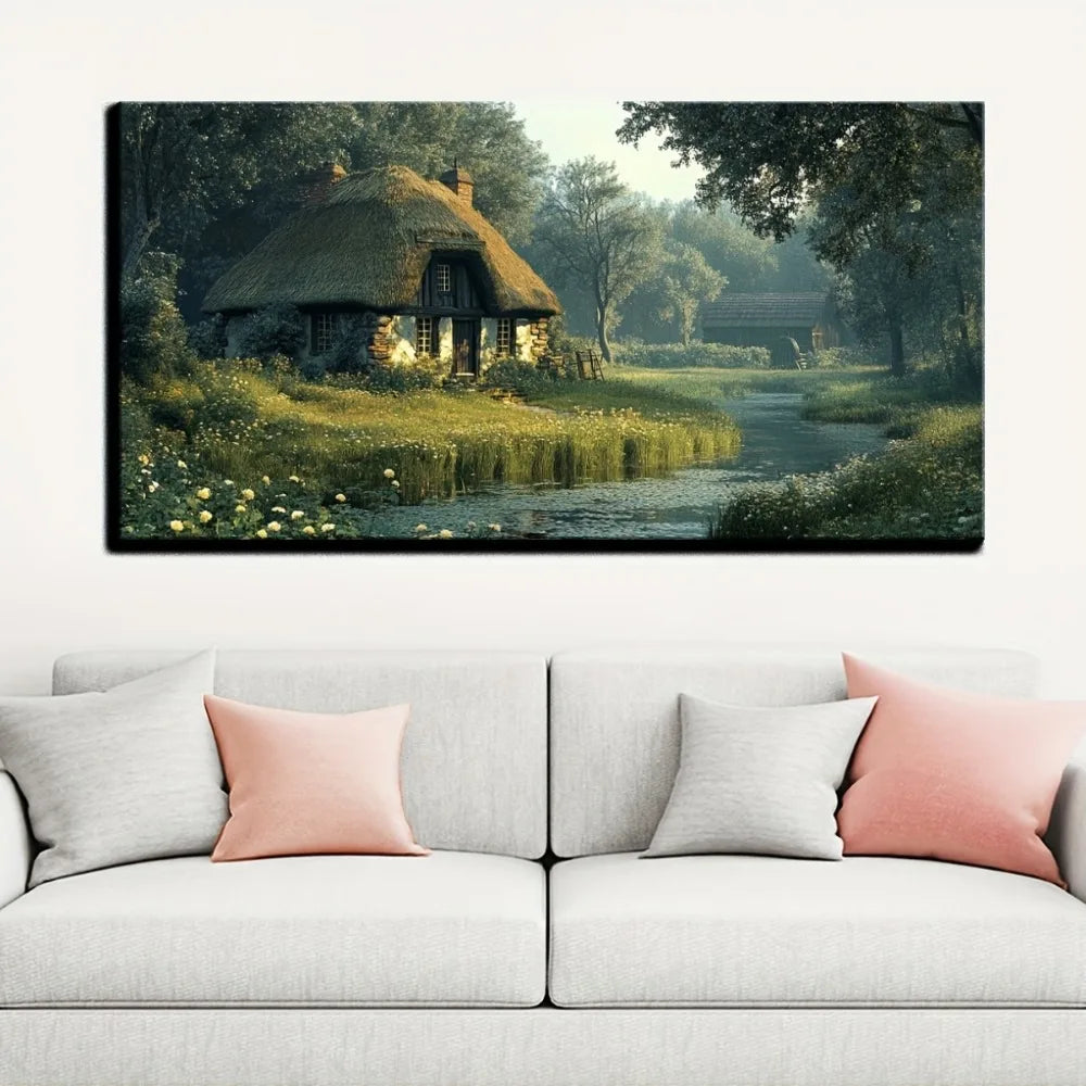 Printed art on canvas, Victorian style wall decoration, 1.5 inch thick pine solid wood frame