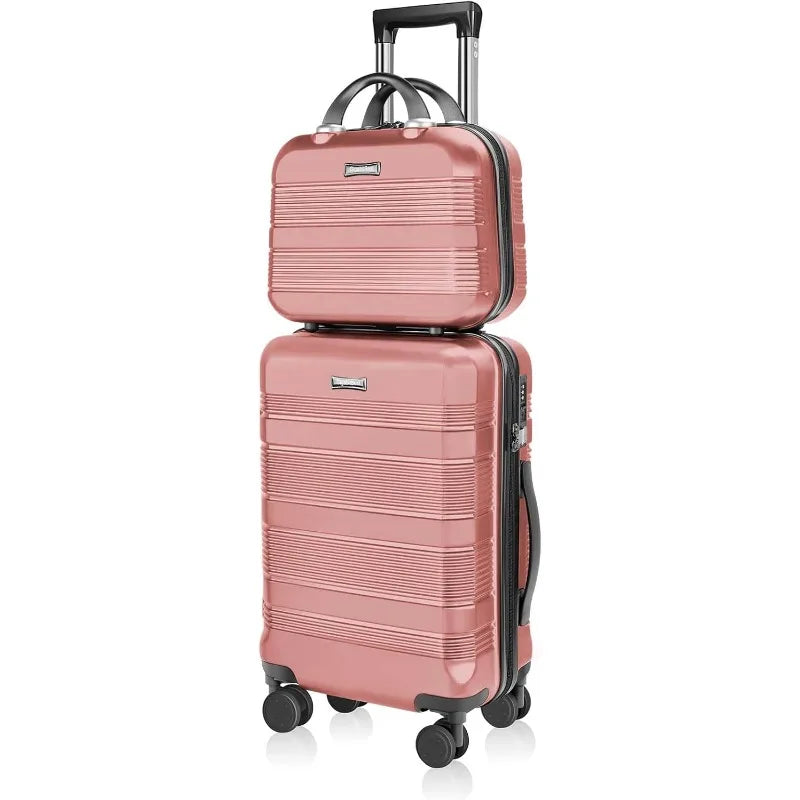 Carry On Luggage 22x14x9 Airline Approved, Hard Case Luggage Sets 2 Piece, PC+ABS Small Luggage Suitcase with TSA Lock & Spinner