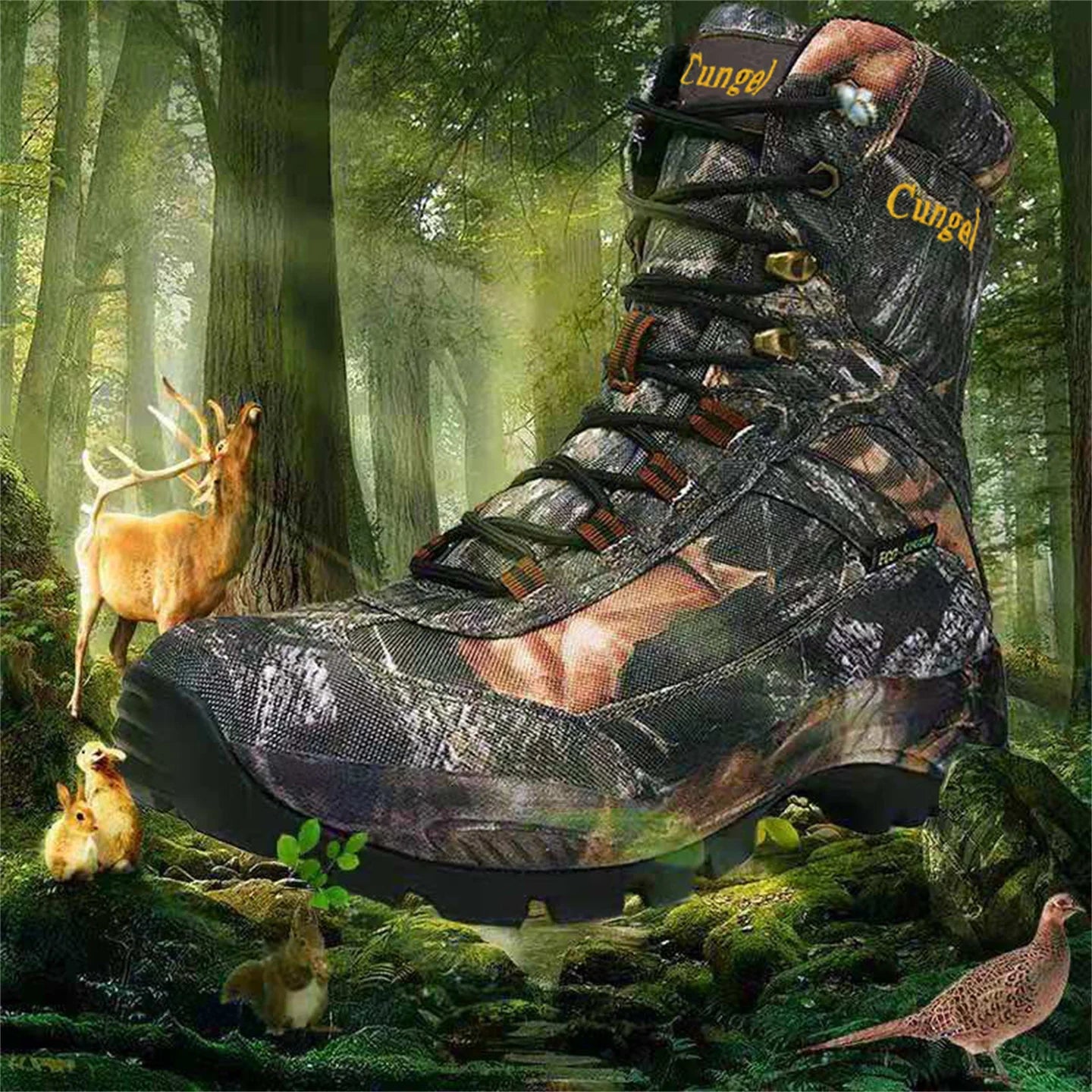 Men's High Top Camouflage Hunting Boots Breathable Tactical Shoes Outdoor Hiking Wear-Resistant Waterproof Mountaineering Boots