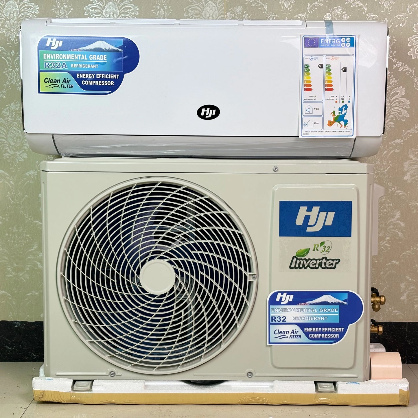 HJI 1.5HP/12000BTU High Quality Intelligent Home Use Smart Wall Mounted Split Air Conditioner R32 Inverter Cooling