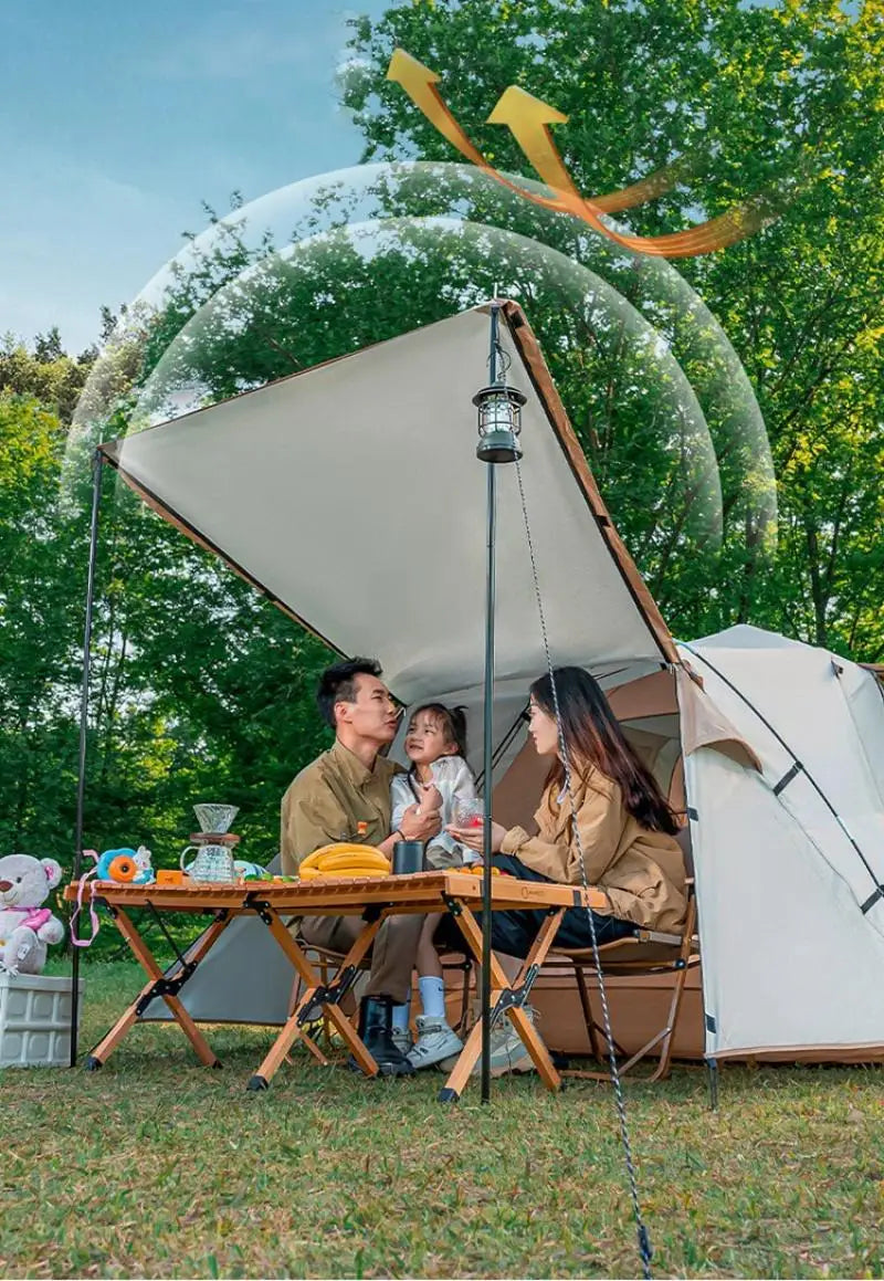 Automatic Family Camping Tent, One Room Two Hall Outdoor Picnic Shelter with Sunshade and Rainproof Function