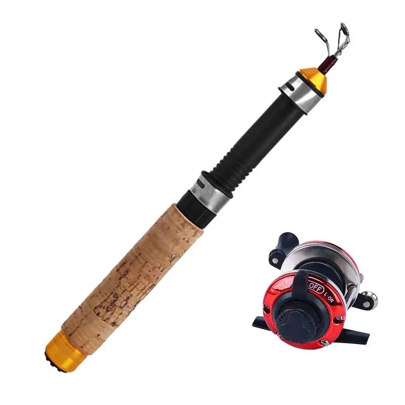 Ice Fishing Rod With Reel Mini Telescopic Fishing Rod 60 80 100CM Carbon River Shrimp Carp Fishing Pole For Winter Fishing Gears