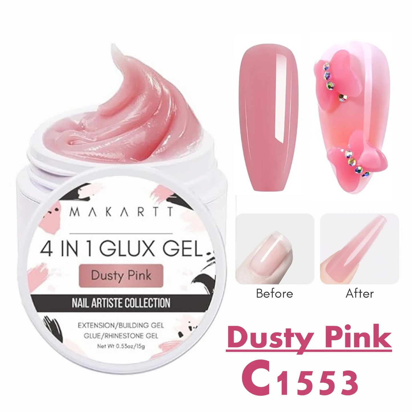 Makartt Solid Gel Builder Kit for 3D Scupting DIY-15ML 4 in 1 Nail Extension Gel, Silicone Molds, Sculpting Brush,UV Gel Glue