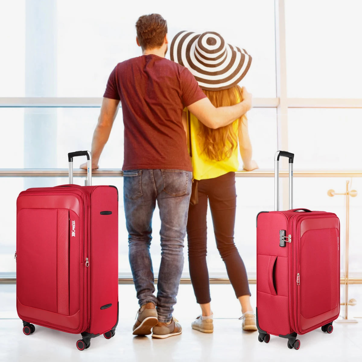 3 Piece Luggage Set Softside Expandable Suitcase with Spinner Wheels & TSA Lock Softshell Lightweight Travel Luggage Set
