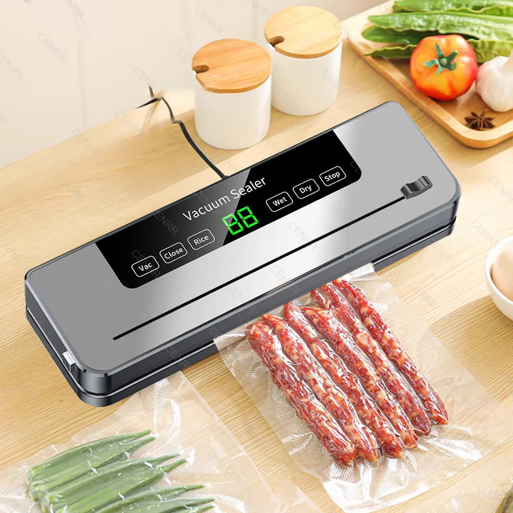 Electric Vacuum Sealer Food Storage Seal Touch Button Dry/Wet Built-in Cutter Kitchen Food Sealing Vacuum packaging machine
