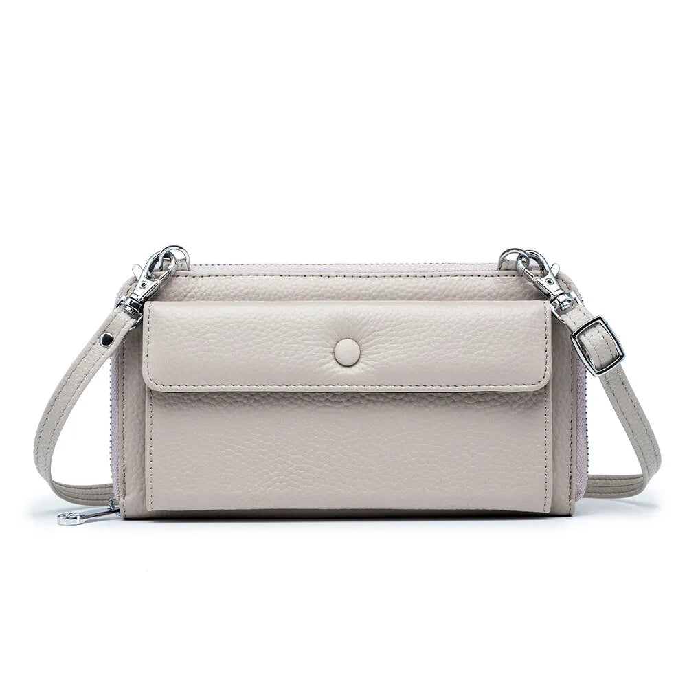 New Women Handbags Female Genuine Leather Shoulder Bags Multi Functional Large Capacity Crossbody Bags Touch Screen Phone Bag