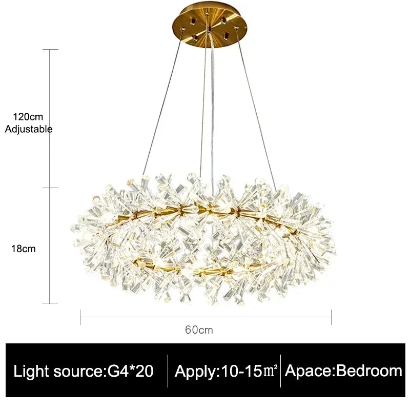 Modern living room bedroom round ceiling chandelier indoor luxury crystal chandelier personalized creative LED lamps