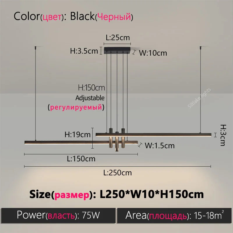 Modern light creative bar counter strip designer lamps LED Pendant Light for Dining Table Kitchen Chandelier Memory Function