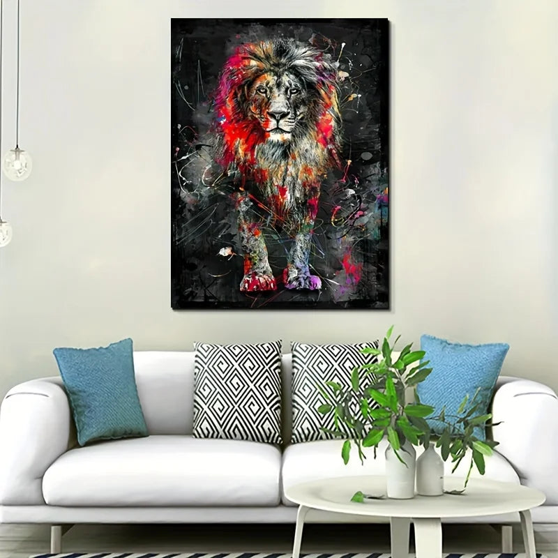 Abstract Graffiti Lion Canvas Painting Modern Colour Animal Poster Printing Home Mural Decorative Painting Customised Paintings
