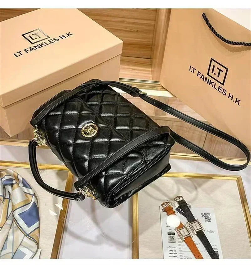 Lebou Chain Bag Darling Grid Handheld Craft Chain Bags Ancient Egypt Series Lebou and CF Combination, Original Cowhide BC10