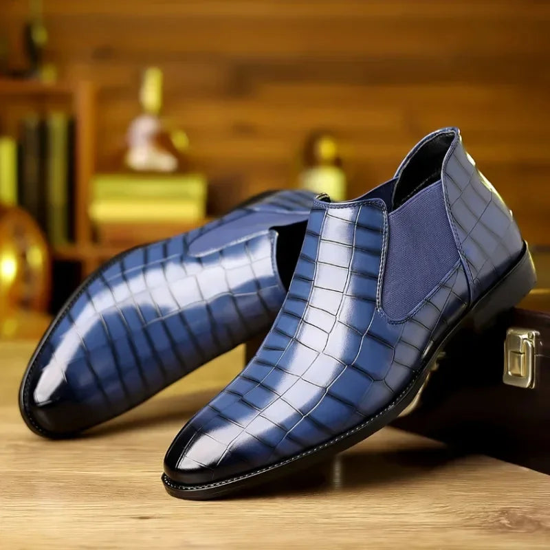 Men's Chelsea Boots Luxury Pointed-toe Ankle Boots Men Trendy High Quality Leather Shoes Business Dress Boots Big Size Men Shoes