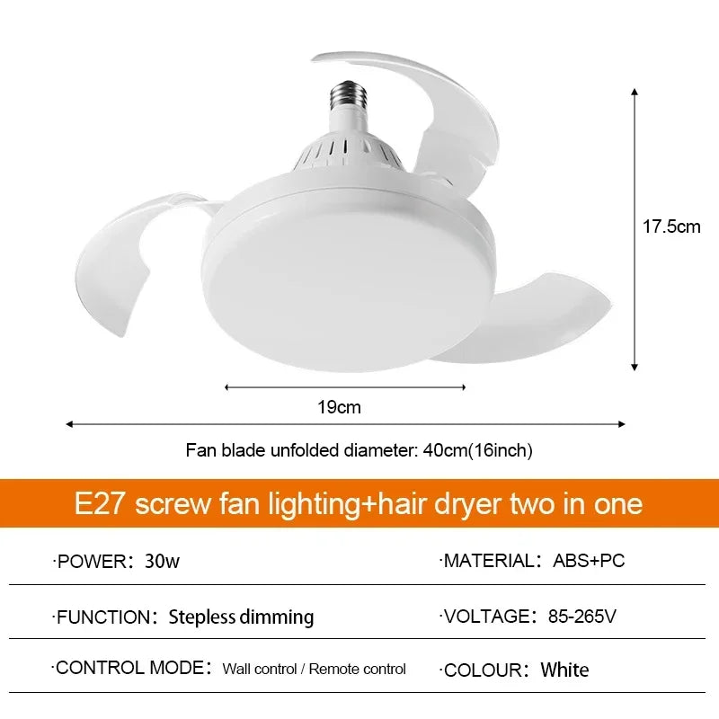 Ceiling Fan Light New Invisible Telescopic Blade Air Circulation Fans Silent Dimming Timed Room Decor Ceiling Fan with lighting