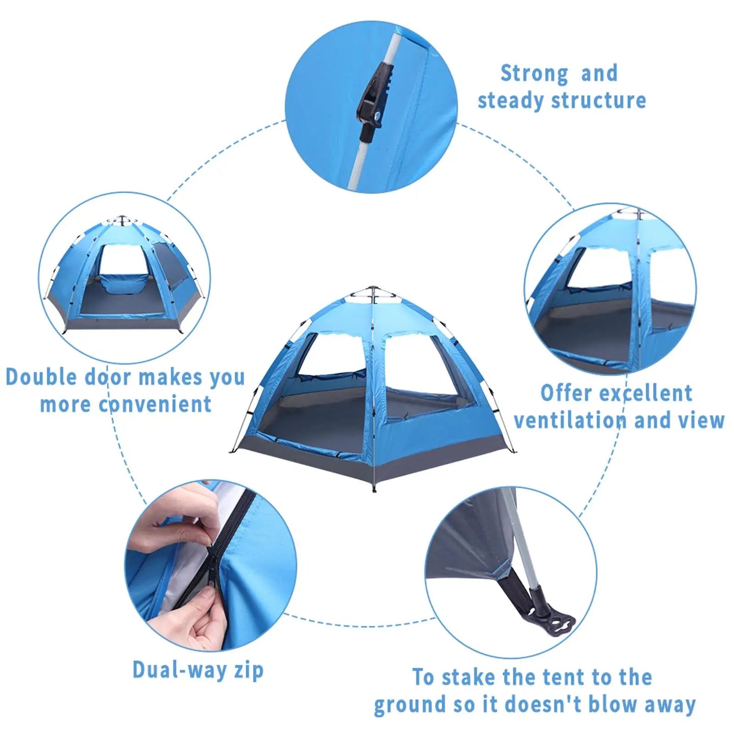3-4 Person Instant Pop Up Waterproof Family Tent for camping , Hiking & Outdoor Travel Activities