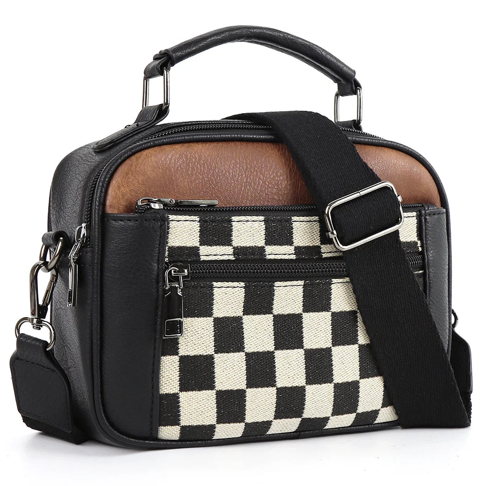 Shoulder Bag PU Leather Zipper Closure Crossbody Bag for Women with Multi-Pocket Top Handle Bag Satchel Purse for Work Travel