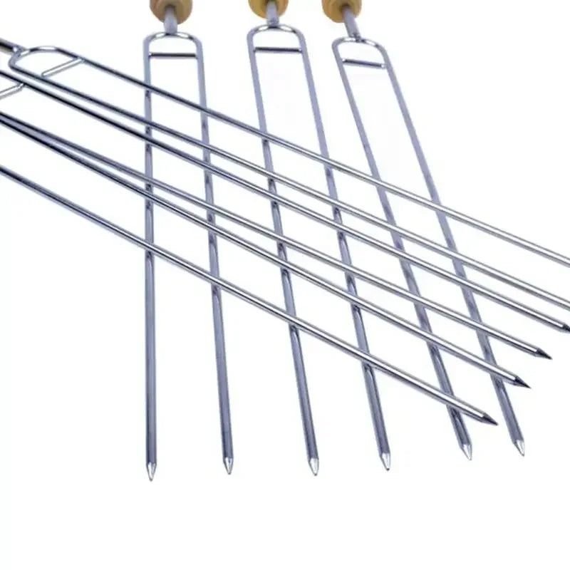 6pcs Stainless Steel U-Shaped Barbecue Brazing Fork Needle Grilling Skewers Double Prong bbq grill outdoor kitchen gadgets