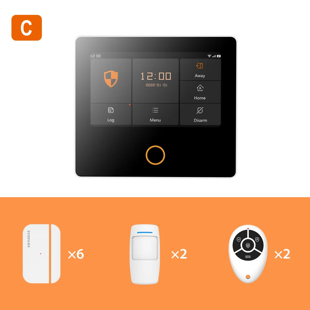 Staniot Tuya Smart WiFi 4G Security Alarm System Built-in Siren Home Burglar with 5-Year Contact Sensor Door Window Detectors