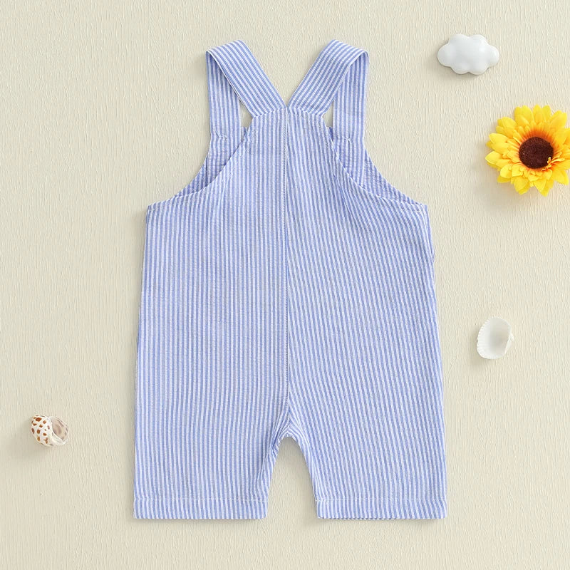 Baby Boys Sleeveless Romper with Nautical Sailboat Patch and Striped Overalls for Summer Beach Outings