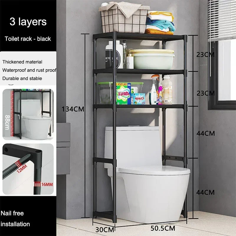 Bathroom Storage Rack Over The Toilet Shelf Multilayer Space Saver Organizer Multi-Functional Wall Hanging Toilet Storage Rack