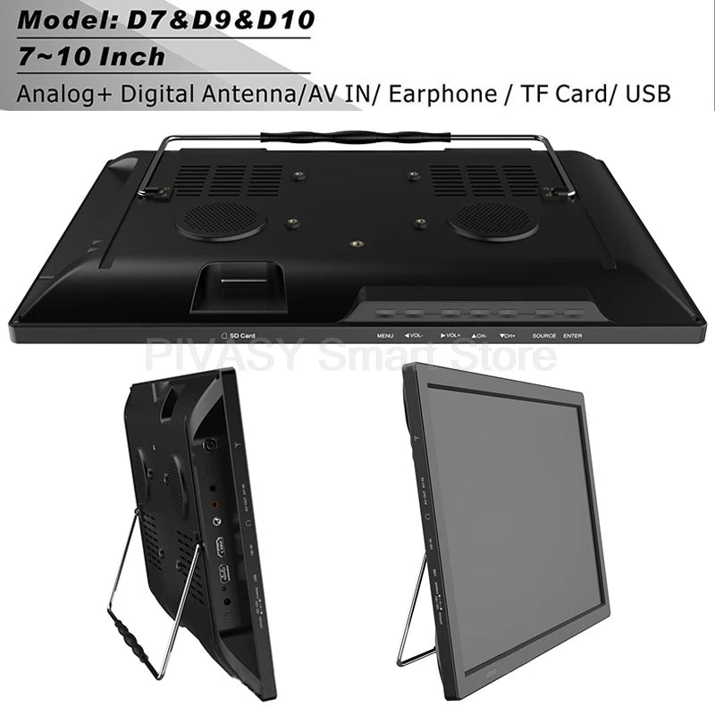 Portable Monitor Car mini TV Screen 15.4 Inch HD FM Outdoor Lightweight with stand support PVR Long Life LED Battery 2 channels
