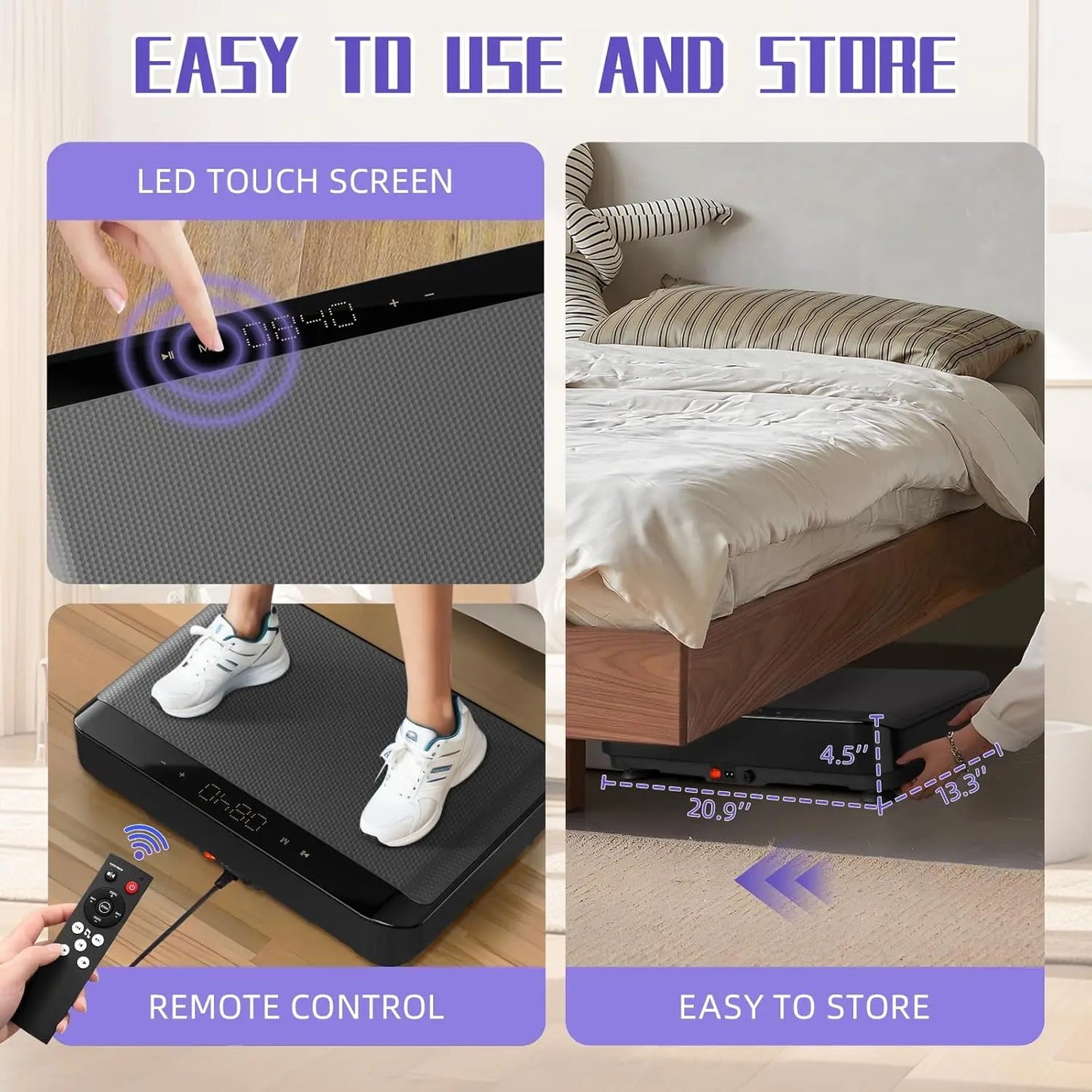 Vibration Plate Exercise Machine,Bluetooth Power Vibrate Fitness Platform,9 Modes Home Vibration Plate for Lymphatic Drainage,Wh