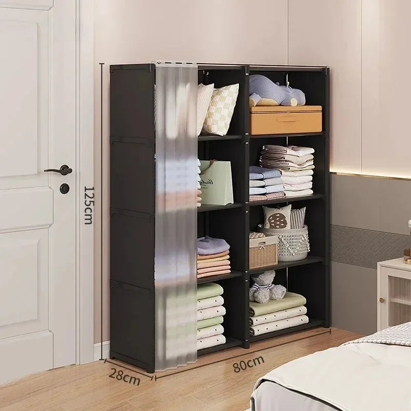 Multi-Layer Foldable Wardrobe Dustproof Storage Rack Simple DIY Assembly Large Capacity Cabinet for Home Organization and Use
