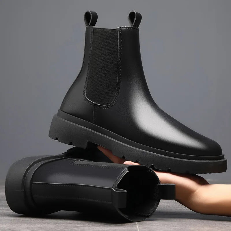 Men's Autumn Chelsea Boots Outdoor high top fashion shoes British style versatile mid top boot Casual comfortable male shoe