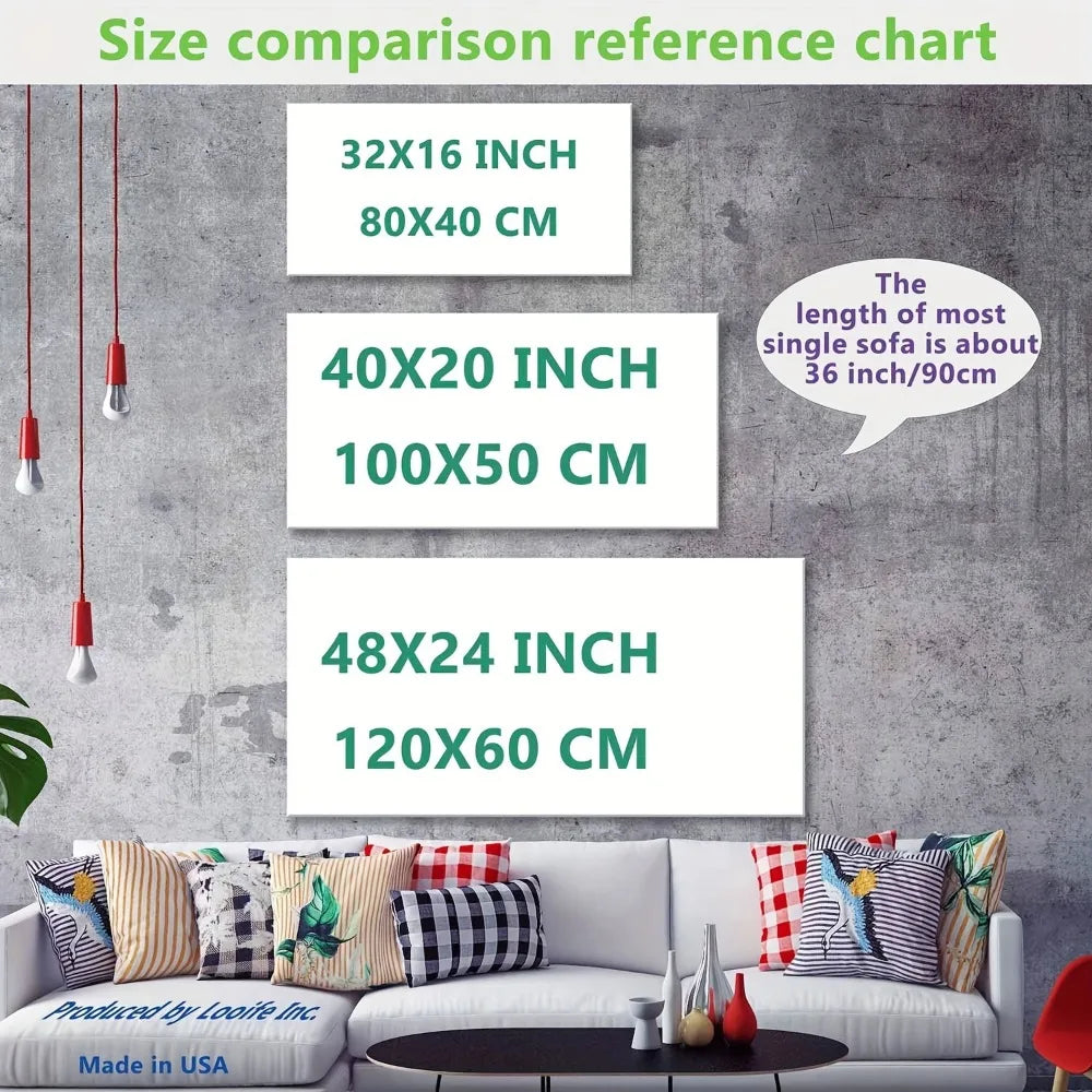 Modern abstract floral canvas mural frame wooden landscape, 1.5 inch thick pine wood frame